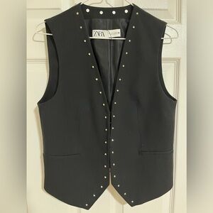 Zara Black Vest with Gold Studs